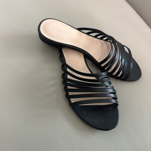 Something Navy Black Strappy Sandals